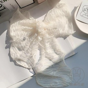 氣質蕾絲小絲巾韓國百搭小領巾薄款復古發帶腰帶【倪醬小鋪】