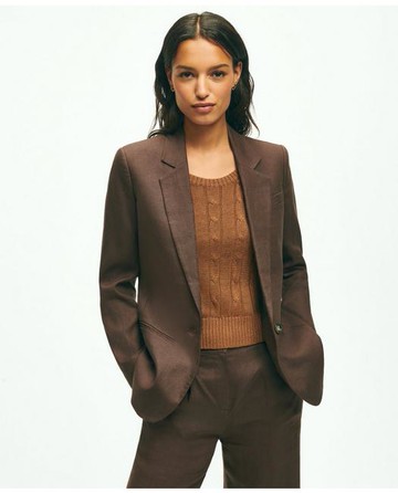 Brooks Brothers Women's Linen One-Button Jacket | Dark Brown | Size 6