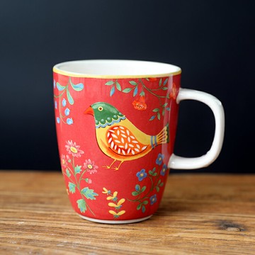 報喜鳥馬克杯美式鄉村風鳥水杯陶瓷杯子果汁杯家用咖啡杯馬克杯