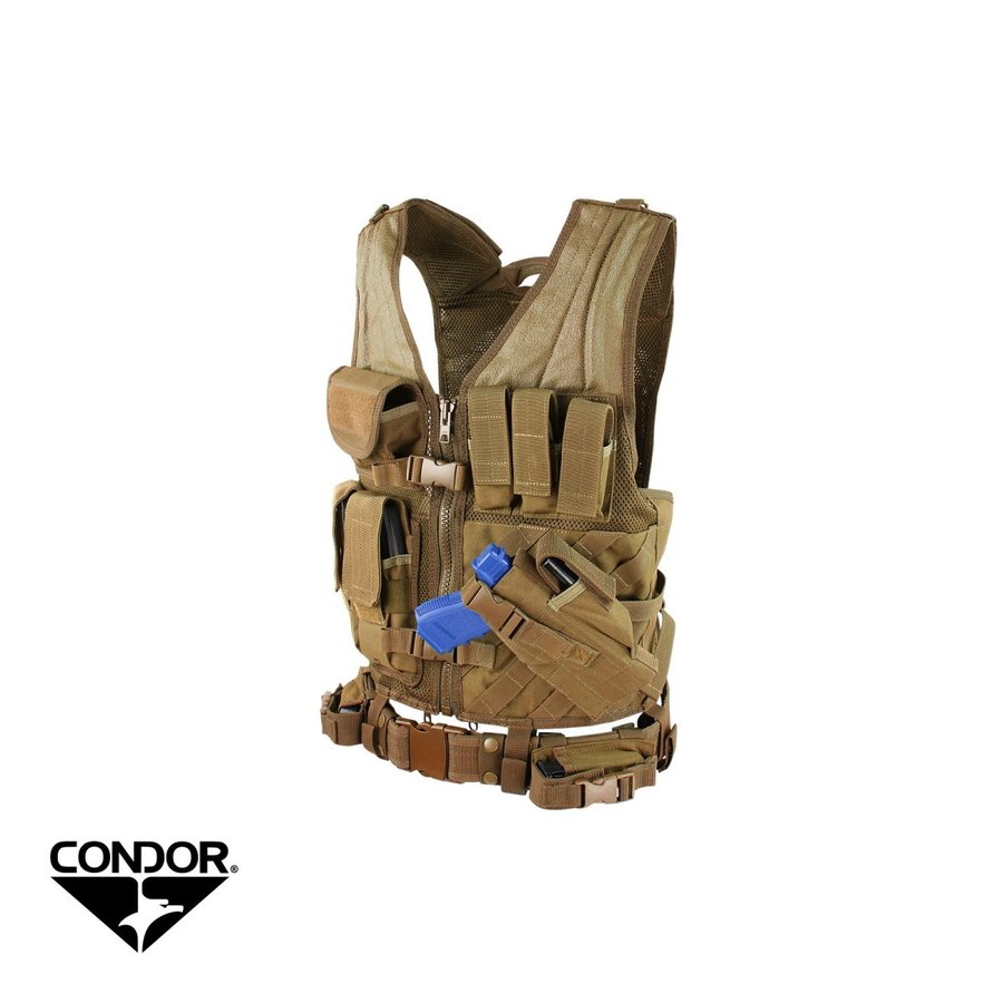 CONDOR CV-498 CROSS DRAW VEST COYOTE BROWN