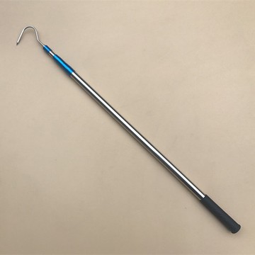 1.9米4m6米藍套不銹鋼伸縮桿單搭鉤 圓尖大號長勾子 中號帶倒刺鉤