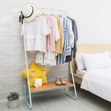 【H&R安室家】彩漾乙字木板曬衣架/吊衣架 LS165(2色任選）