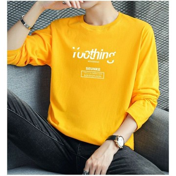 圓領印花t恤男|大尺碼100公斤男裝上衣|純棉長袖T恤|寬鬆圓領上衣|ins內搭打底衫|春秋長袖上衣|韓版圓領打底衫男