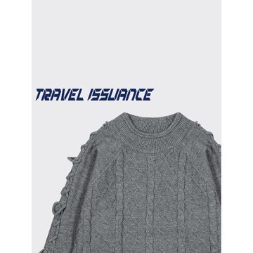TRAVEL ISSUANCE 綁在一起 時尚潮牌扭繩設計感BF寬松針織衫毛衣