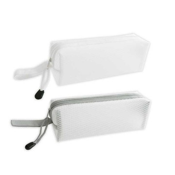 手作之 霧面大方筆袋-白/灰