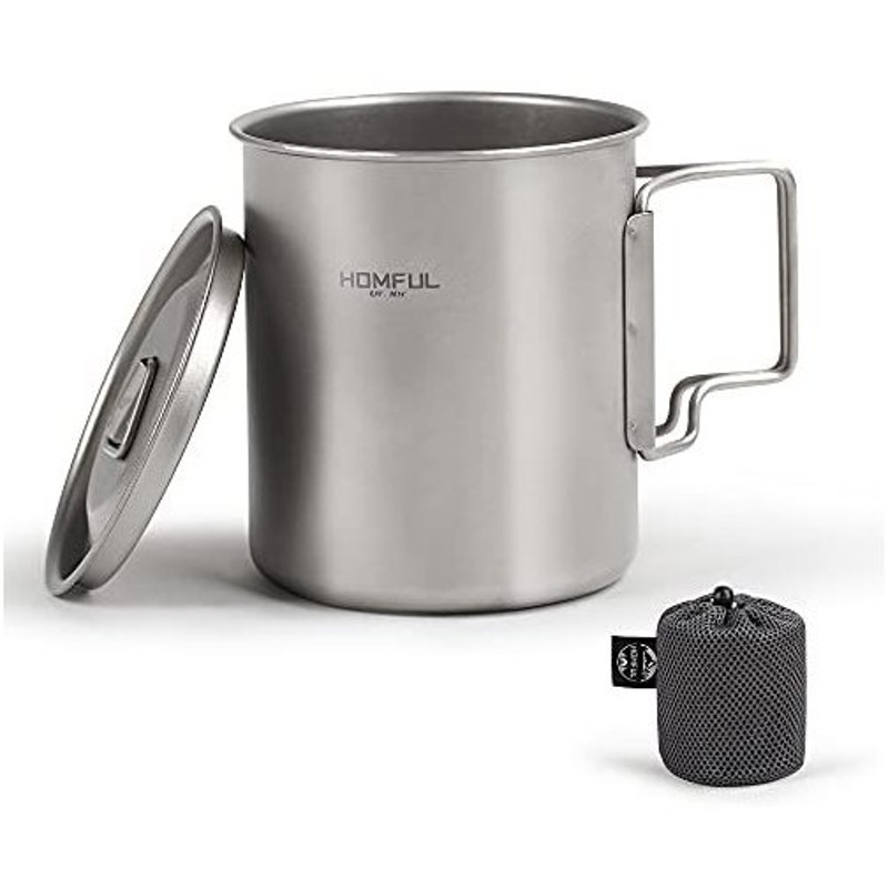 Homful チタン 450ml 蓋付きキャンプカップ 調理器具マグ クッキングキャンプポット メッシュバッグ付き 通販 Lineポイント最大0 5 Get Lineショッピング