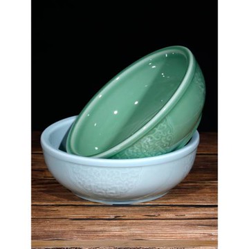 景德鎮陶瓷和面活面盆12寸家用圓形純色青釉大號水煮魚酸菜魚湯碗