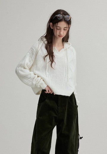 藝術假期 / 復古短款毛衣 / 羊毛絞花