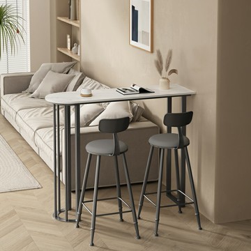 長條桌 靠牆窄桌 長方形桌 客製化吧台桌家用輕奢巖板客廳隔斷靠牆奶茶店酒吧高腳桌陽台休閒小吧台『XY42918』