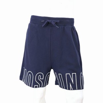 MOSCHINO Underwear 亮膠字母 深藍色抽繩運動短褲 五分褲(男/女可穿)
