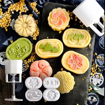 綠豆糕模具冰皮月餅糕點手壓式不粘做點心