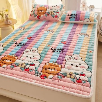 冬季牛奶絨床墊軟墊家用加絨保暖床褥子學生宿舍單人防滑被褥鋪底