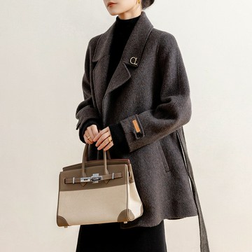 雙面羊駝絨毛呢外套2025秋冬新款高端輕奢小個子中長款羊毛大衣女 鑫弘-素時衣櫥