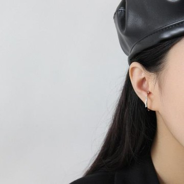 萃銘韓版S925純銀耳夾INS光面圓環圓圈無耳洞女耳扣耳夾銀耳飾