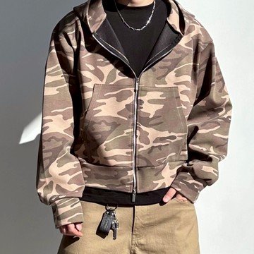 正韓街頭寬版迷彩雙拉鍊連帽外套 3色  YUPPIE 預購商品 0317