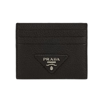 [平輸]PRADA 縫線三角Logo 6卡名片夾/卡片夾(黑色)