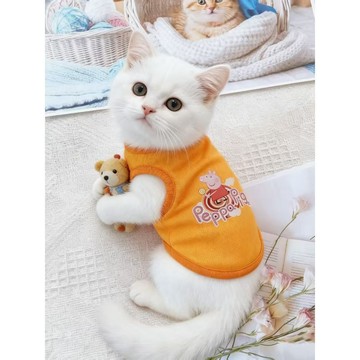 【48時熱賣】貓咪小豬佩奇印花背心寵物服裝春夏裝泰迪幼貓無袖貓咪透氣防掉毛