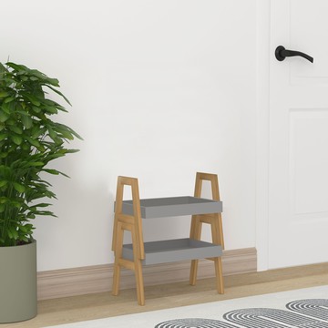 (組合)特力屋 可堆疊竹製層架 灰x2