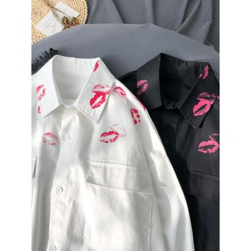 Long cuffs red print shirt loose coat 長袖口紅印襯衣寬松外套