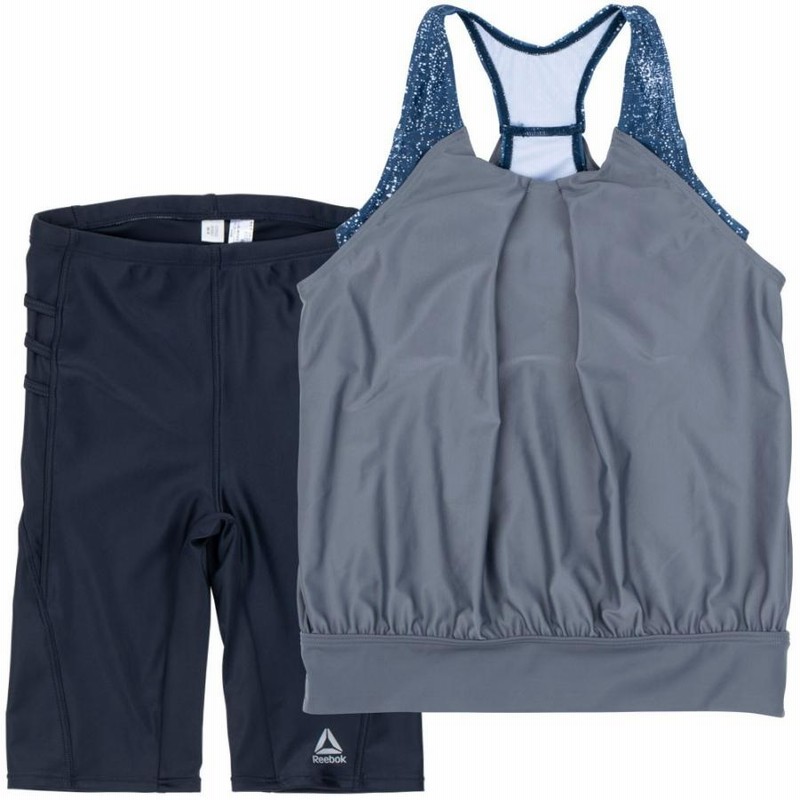 Reebok フィットネス水着 レディース 星柄切替タンク ウエスト