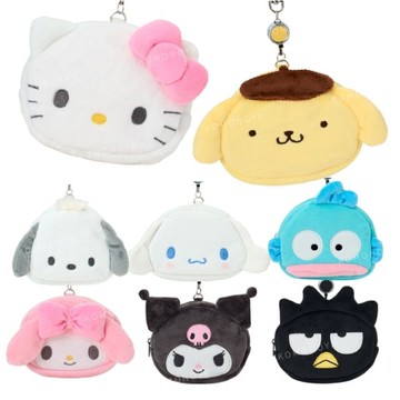 小禮堂 Sanrio 三麗鷗 絨毛造型易拉扣票卡零錢包 (大頭款) Kitty 美樂蒂 布丁狗