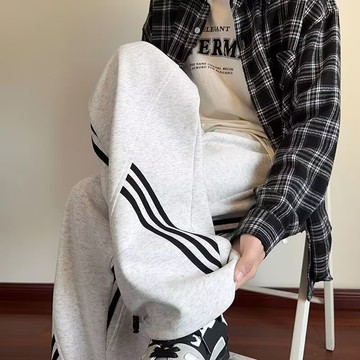 美式復古高街港風青少年痞帥運動衛褲子 oversize 男士春秋2025新款潮牌寬鬆闊腿長褲