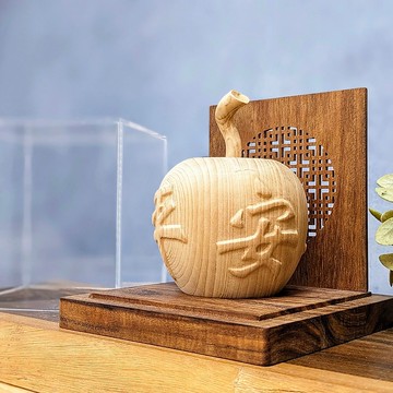 浮雕平安喜樂蘋果 - 原木香杉【居家擺設】