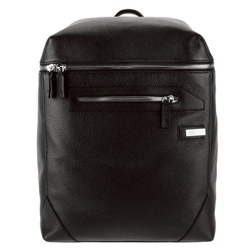 ARMANI COLLEZIONI粒紋皮革鐵牌LOGO大後背包(黑色)102305｜GoBrand購名牌