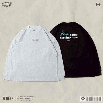 #KEEP IT UP SCRIPT LS TEE 燕麥 黑 印花 字母 寬版 落肩 潮流 手寫 長TEE【KS327】