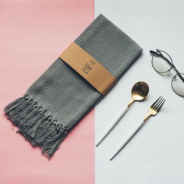 北歐風灰流蘇棉餐布墊面包墊創意禮品美食擺拍道具家用壺杯墊口布