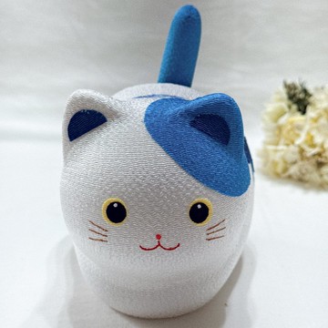 京都縮緬手作擺飾－太陽能藍貓(工作運)