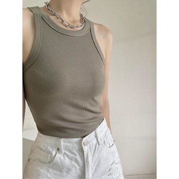 (免運)北歐Tote*有機棉螺紋工字背心小眾夏款修身吊帶內搭打底百搭顯瘦