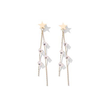 長款耳環女氣質簡約水鉆耳墜流蘇星星耳釘