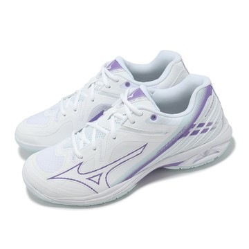 Mizuno 羽球鞋 Wave Claw 3 男鞋 女鞋 寬楦 白 紫 止滑 室內運動 羽排鞋 美津濃 71GA2443-29
