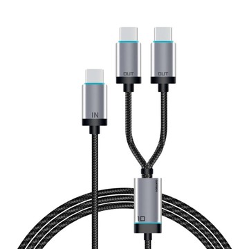 【3入組】100W 二合一 Type-C快充線 一線雙充 協議轉換線 編織線 135cm (C2C515)