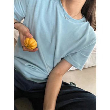 小眾表妹 2024新春NEW ins博主色休閑短袖T恤女好嫩好奶柔軟高彈