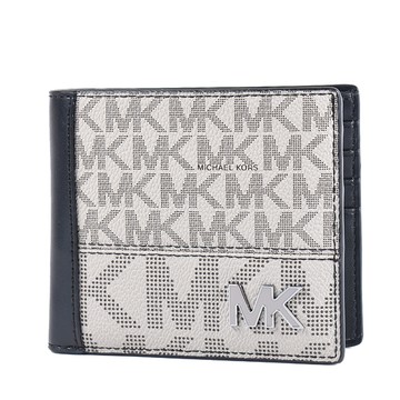 MICHAEL KORS Cooper 同色金屬標防刮LOGO證件六卡短夾-灰色