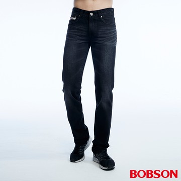 BOBSON 男款低腰貓鬚刷白中直筒褲(1802-87)