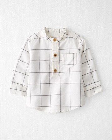 Baby Organic Cotton Plaid Flannel Henley Shirt