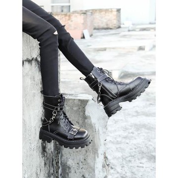 真皮馬丁靴女冬季加絨2024年秋季新款小個子厚底機車炸街短靴女潮