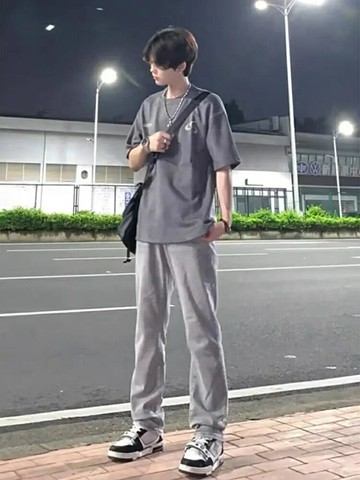 美式復古男式夏季薄款褲子cleanfit煙灰色牛仔褲潮牌窄版直筒長褲