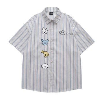 【OTIS】『現貨』復古日系狗狗襯衫 中性 情侶 短袖 寬鬆 Vintage 落肩 日系 街頭 OT119