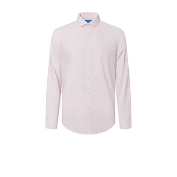 免熨防皺輕量速乾吸濕排汗斜紋設計細節長袖上班襯衫/淺粉紅色 | 4112321220