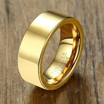 歐美配飾飾品金色簡約男士光身鎢鋼戒指刻字個性 泉溪水 TCR-087