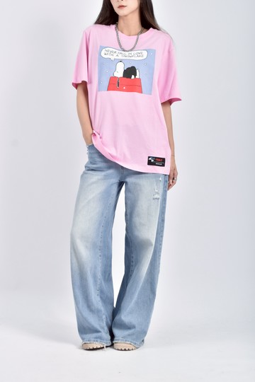 (M) moncler質感棉質純棉印花粉色短袖上衣