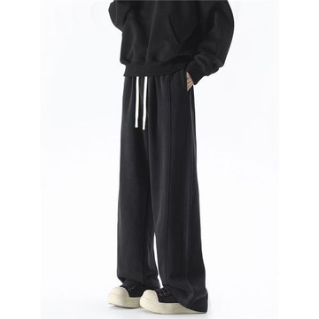 LXS STUDIO潮牌美式垂感衛褲男秋季重磅寬松直筒闊腿運動休閑長褲