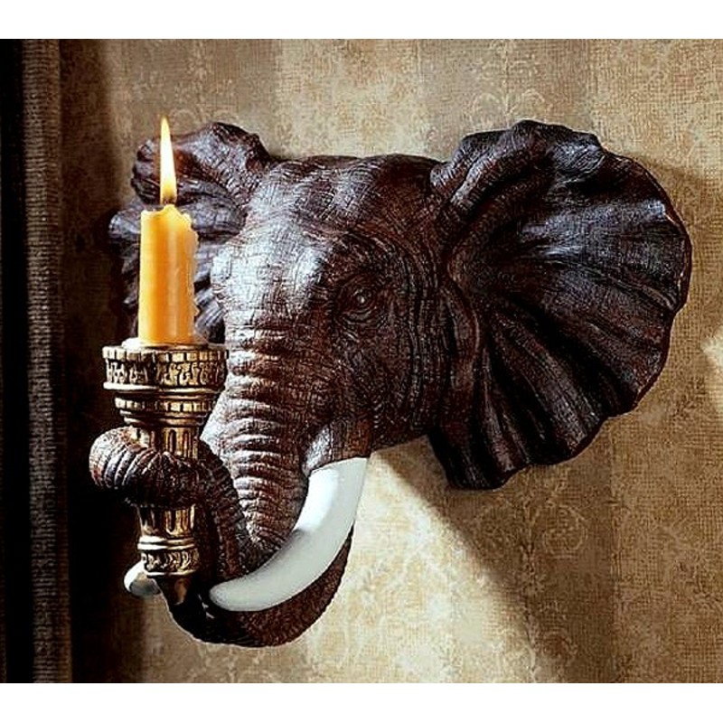 象の頭部 壁掛けキャンドルホルダー燭台 ゾウオブジェ 彫像/Design Toscano Elephant Sculptural Wall  Sconce[輸入品 | LINEショッピング