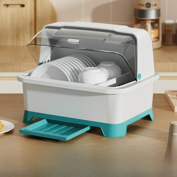 廚房瀝水碗櫃帶蓋餐具放碗碟置物架家用檯面多功能裝碗筷收納箱盒