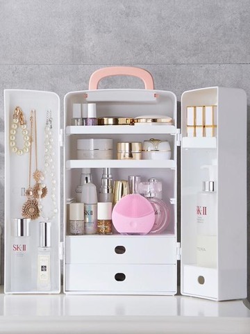 網紅宿舍化妝品收納盒學生桌面梳妝臺護膚品神器女寢室口紅置物架歐歐流行館