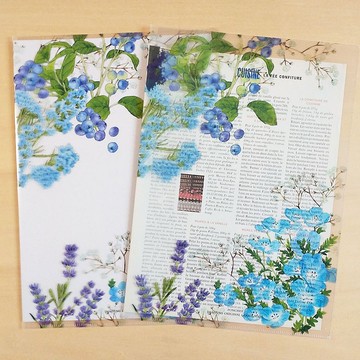 透明文件夾 藍色花卉